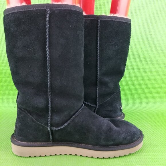 ✅TheKoolaburra by UGG VICTORIA Women's Tall Boot Size 8 BLACK Suede Faux Fur Bow - Picture 10 of 12